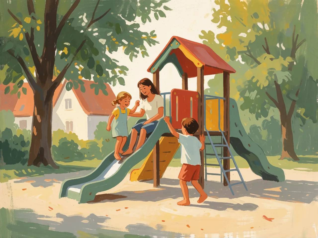 Familien am Spielplatz in Stommeln